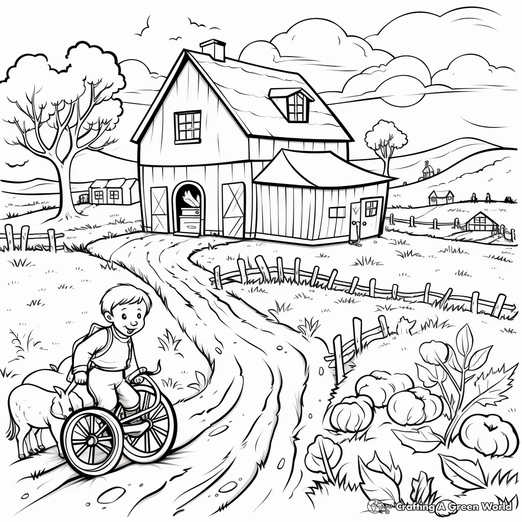 Fall Farm Life Coloring Pages 1