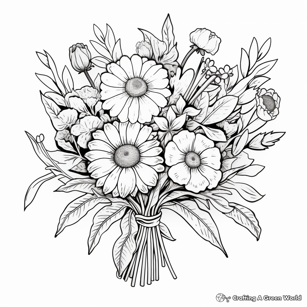 Fall Flowers Bouquet Coloring Pages 1