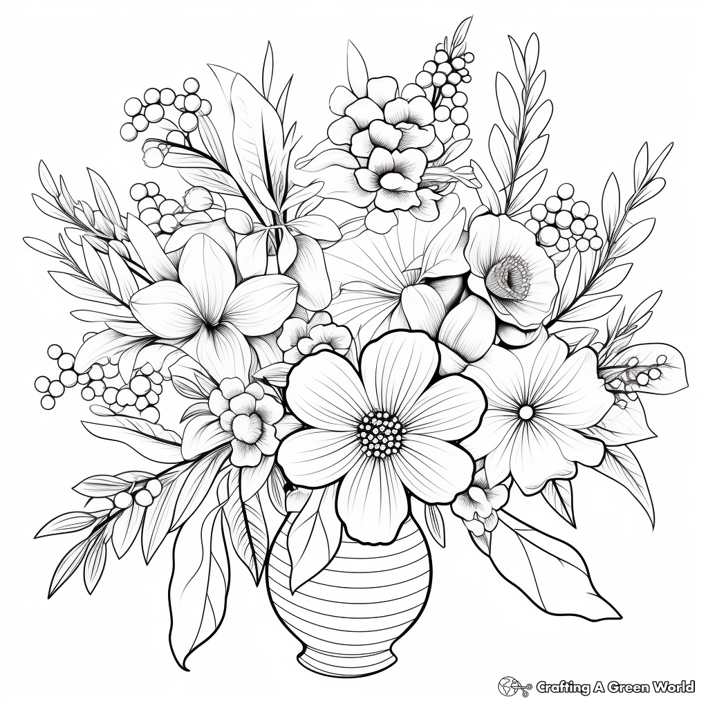 Fall Flowers Bouquet Coloring Pages 2