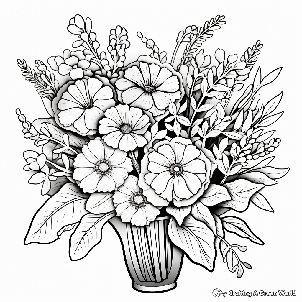 Fall Flowers Bouquet Coloring Pages 4