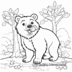 Fall Themed Grizzly Bear Collecting Acorns Coloring Pages 1