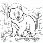 Fall Themed Grizzly Bear Collecting Acorns Coloring Pages 3