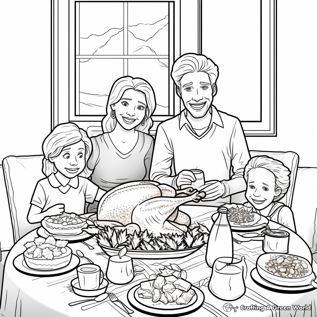Family Dinner Scene Coloring Sheets 1
