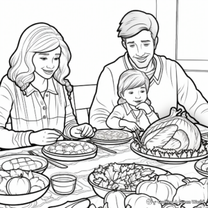 Family Dinner Scene Coloring Sheets 4