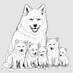 Family of Arctic Wolves Coloring Pages 1