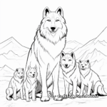 Family of Arctic Wolves Coloring Pages 4