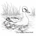 Family of Ducks: Swimming Scene Coloring Sheets 1
