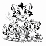 Family of Tigers: Baby Tigers with Parents Coloring Pages 2