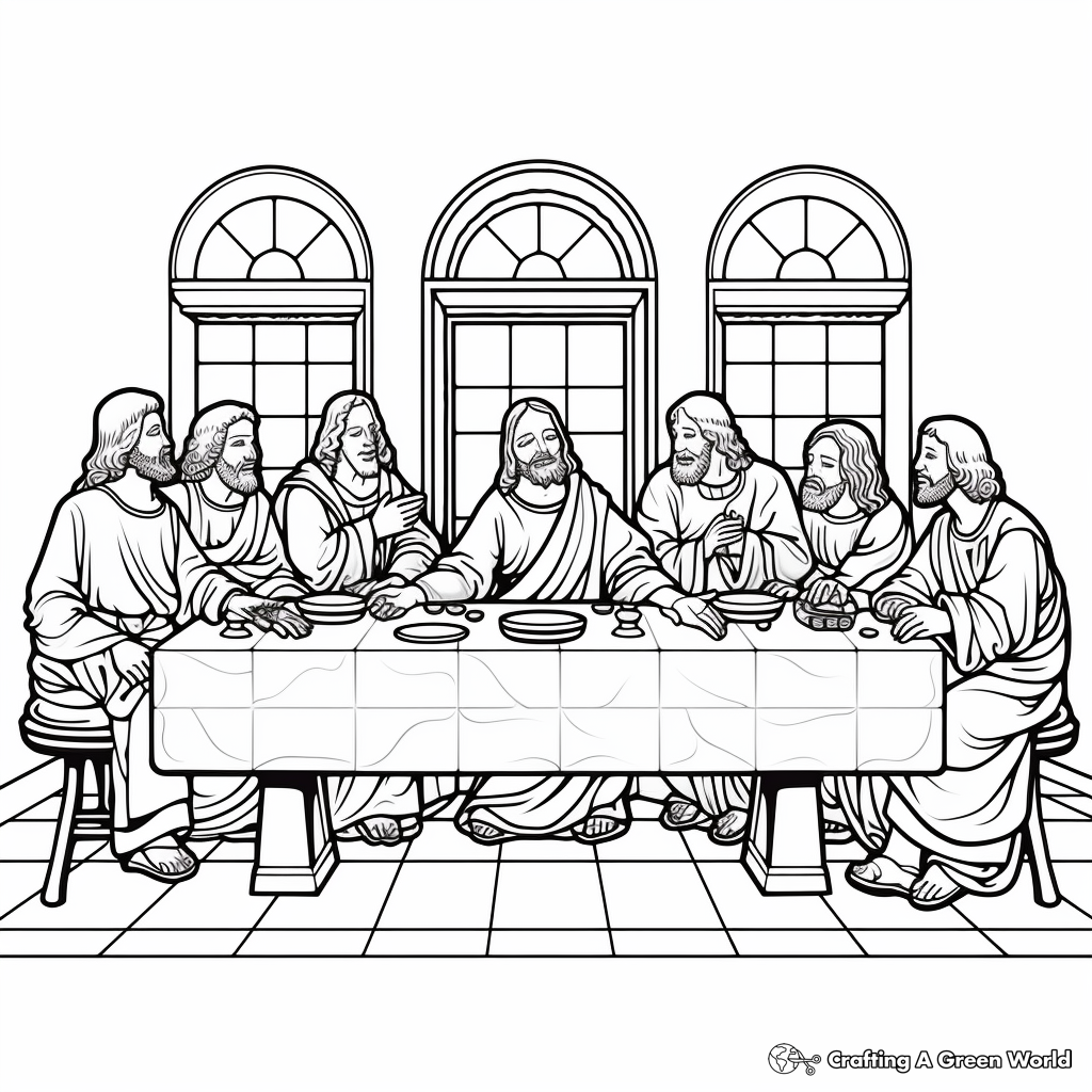 Famous Painting Interpretation: Last Supper Coloring Pages 1