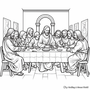 Famous Painting Interpretation: Last Supper Coloring Pages 2