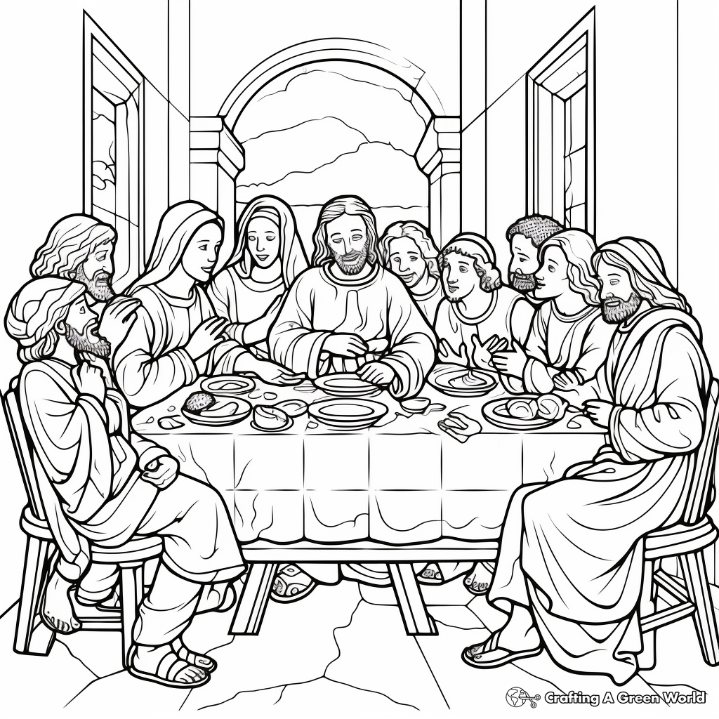 Famous Painting Interpretation: Last Supper Coloring Pages 3