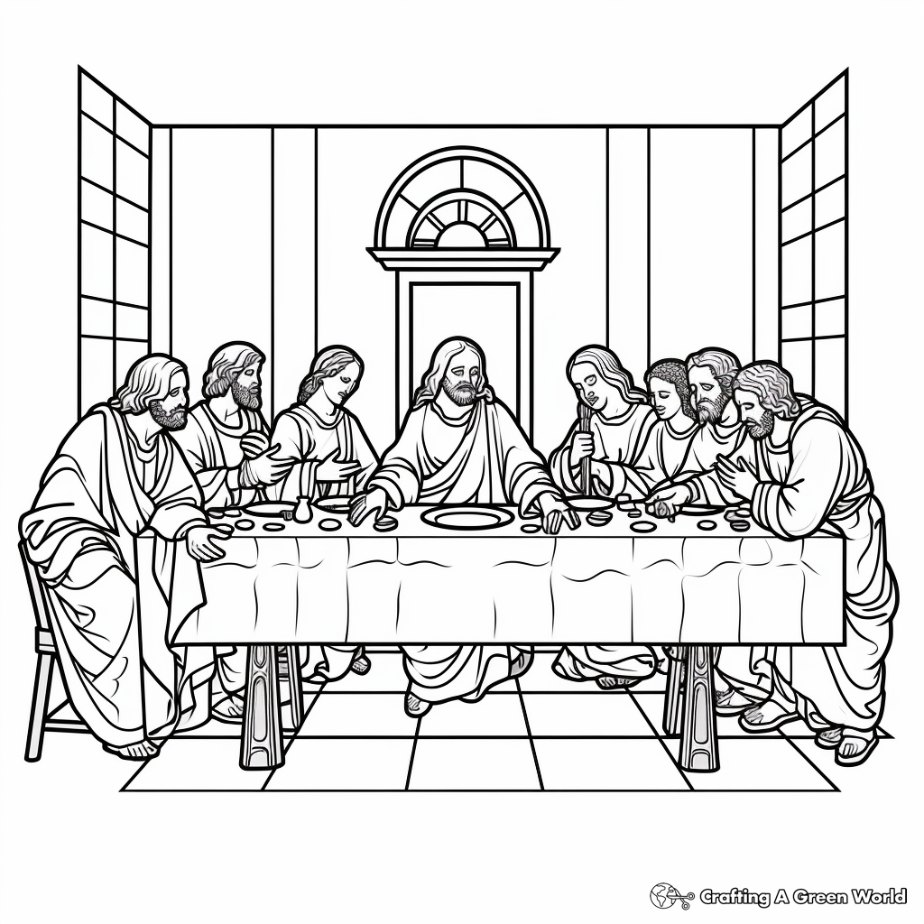 Famous Painting Interpretation: Last Supper Coloring Pages 4