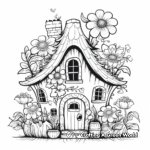 Fanciful Flower Gnome House Coloring Pages 1