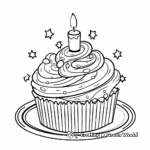 Fancy Birthday Cupcake Coloring Pages: With Candles and Toppings 1