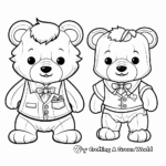 Fancy Dressed Up Teddy Bears Coloring Pages 1