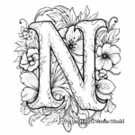 Fancy Script Letter N Coloring Pages for Calligraphy Lovers 1