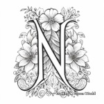 Fancy Script Letter N Coloring Pages for Calligraphy Lovers 3
