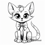 Fancy Siamese Cat with Bow Coloring Pages 2
