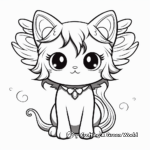 Fantasy-Based Kawaii Cat with Wings Coloring Pages 1