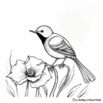 Fantasy Fairy Wren and Fuchsia Flower Coloring Pages 1