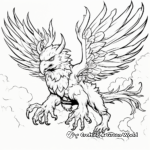 Fantasy-inspired Griffin (part-eagle) Flying Coloring Pages 1