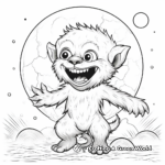 Fantasy-Inspired Werewolf Under the Full Moon Coloring Pages 1