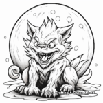 Fantasy-Inspired Werewolf Under the Full Moon Coloring Pages 2
