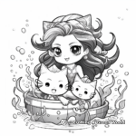 Fantasy Mermaid Kitty Coloring Pages 4