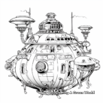 Fantasy Spacecraft Adult Coloring Pages 1