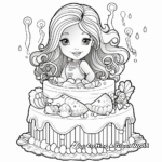 Fantasy Under the Sea Mermaid Cake Coloring Pages 1