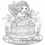 Fantasy Under the Sea Mermaid Cake Coloring Pages 4