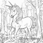 Fantasy Unicorn in the Forest Coloring Pages 1