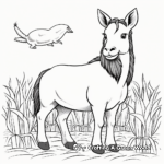 Farm Animal and Rainbow Corn Coloring Pages 2