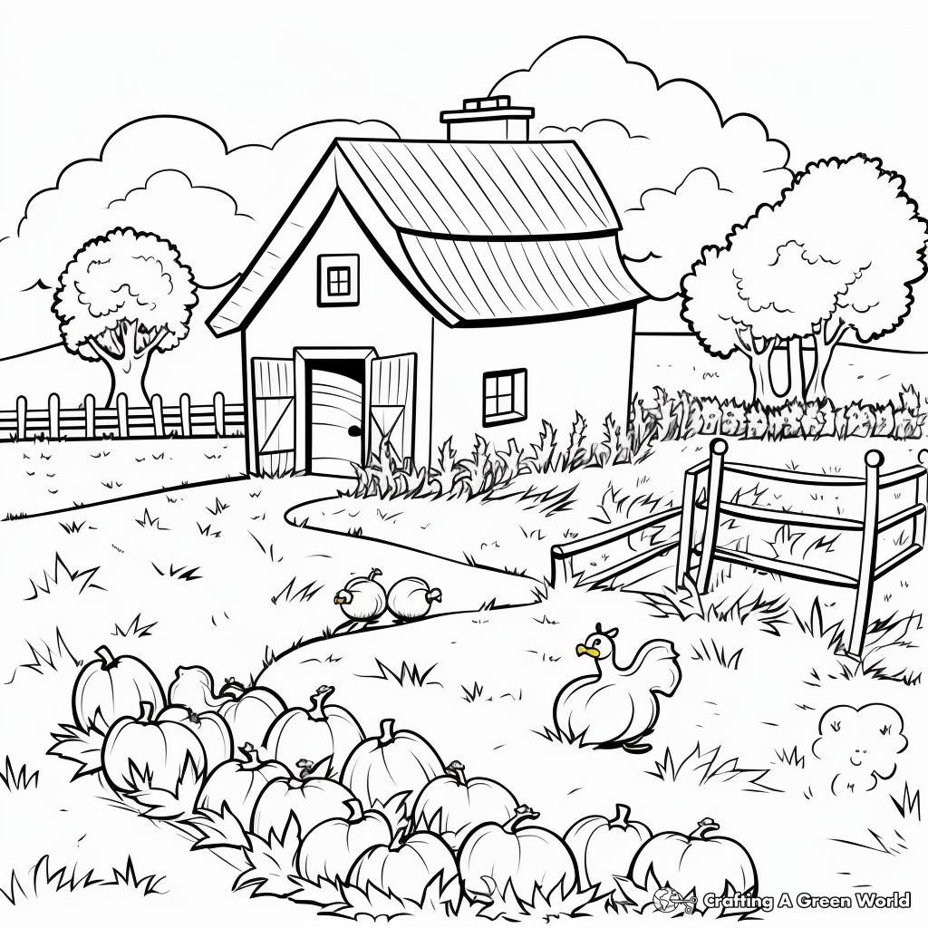 Farm in Fall Season Coloring Pages 2