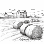 Farm Scene with Hay Bales Coloring Pages 4