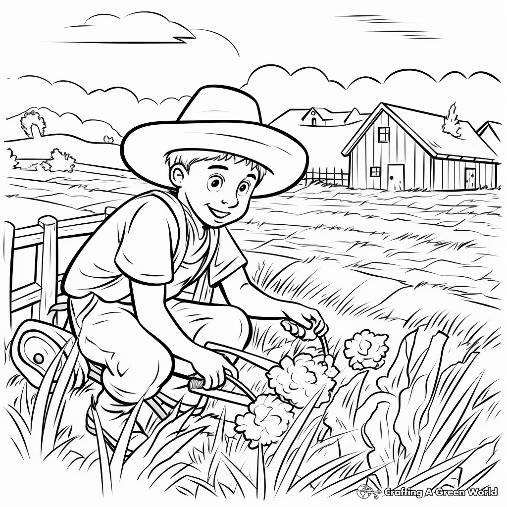 Farmer's Busy Day: Farm Scene Coloring Pages 3