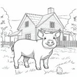 Farmhouse Pig Coloring Pages 1