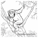 Fascinating Chimpanzee Climbing Trees Coloring Pages 2