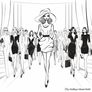 Fashion Show Coloring Pages: Models, Designers, and Audience 1