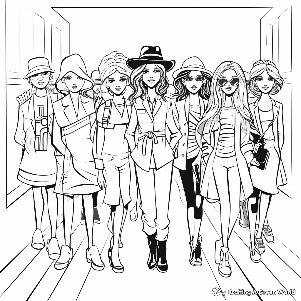 Fashion Show Coloring Pages: Models, Designers, and Audience 3