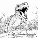 Fearsome Dilophosaurus Roaring Scene Coloring Pages 1