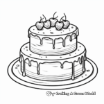 Festive Anniversary Cake Coloring Sheets 4