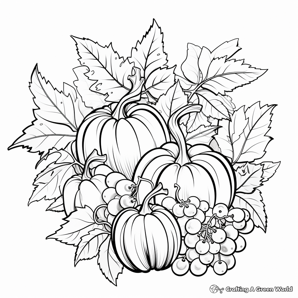 Festive Autumn Leaves Coloring Sheets for Adults 4