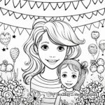 Festive Birthday Banner Coloring Pages for Mom 3