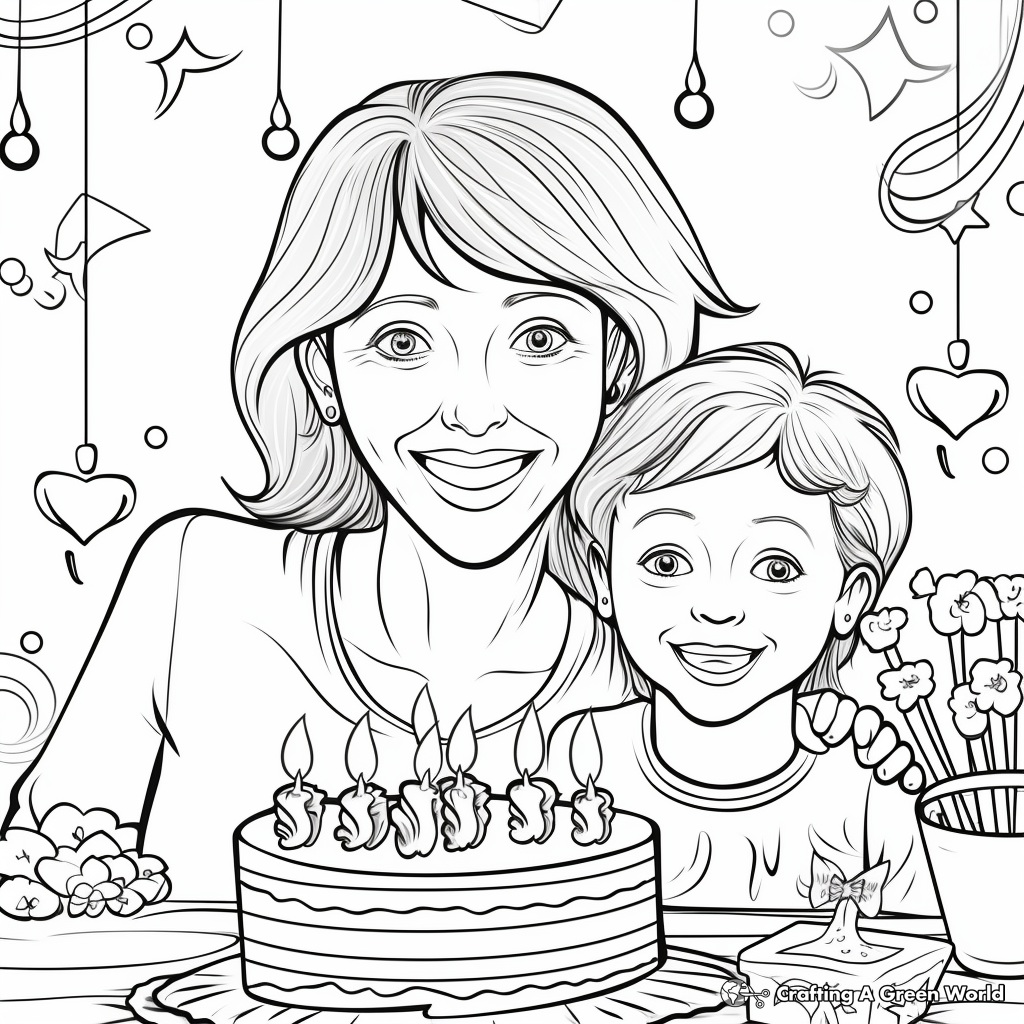 Festive Birthday Banner Coloring Pages for Mom 4