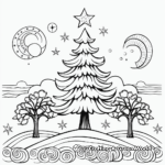 Festive Christmas Tree Winter Solstice Coloring Pages 1