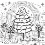 Festive Christmas Tree Winter Solstice Coloring Pages 3