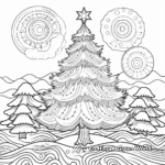 Festive Christmas Tree Winter Solstice Coloring Pages 4