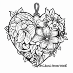 Festive Heart-Shaped Christmas Ornaments Coloring Pages 1