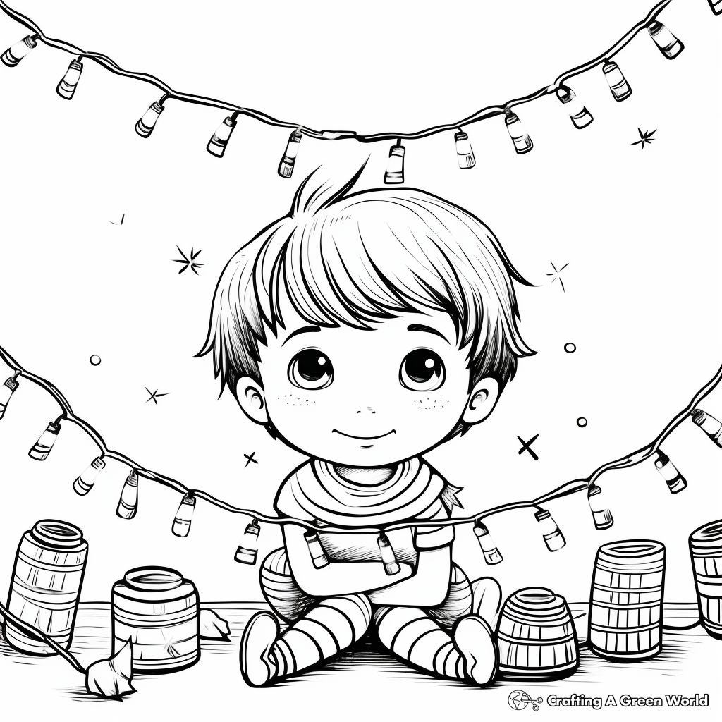 Festive String Lights Coloring Pages 4